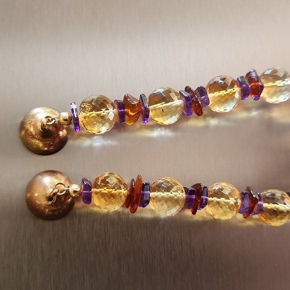 7" bracelet with Citrine, Amethyst and amber with magnetic gold tone clasp - Picture 3 of 4